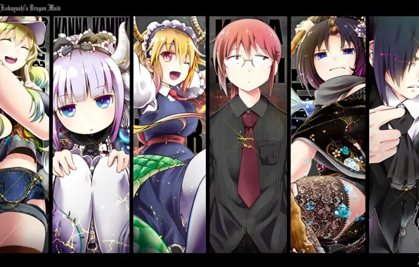 Picture Kobayashi, Kamui, Elma, Kobayashi-san Chi no Maid Dragon, Kanna, The Dragon-Maid Kobayashi, Tohru, Quetzalcoatl, Fafnir
