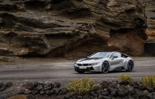 Picture road, rock, coupe, BMW, 2018, i8, i8 Coupe