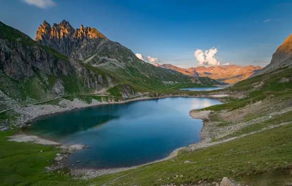 Picture the sky, mountains, lake, France, Savoie, Valloire