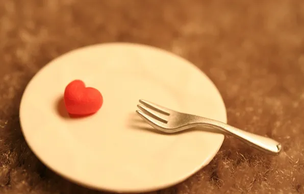 Picture Creative, Valentine's Day, Heart, Mood, Fork, Saucer