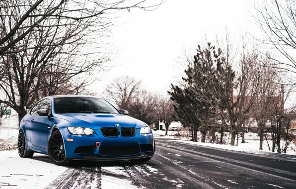 Picture BMW, Blue, Winter, E92, GTS, M3