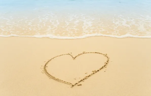 Picture sand, sea, wave, beach, summer, love, summer, love, beach, sea, heart, romantic, sand, I love …