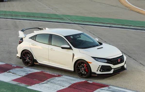 Picture white, markup, Honda, track, hatchback, the five-door, 2019, Civic Type R, 5th gen, FK8