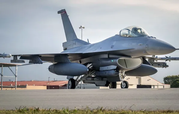 Picture F-16, Fighting Falcon, General Dynamics, the fourth generation fighter, American multifunctional lightweight
