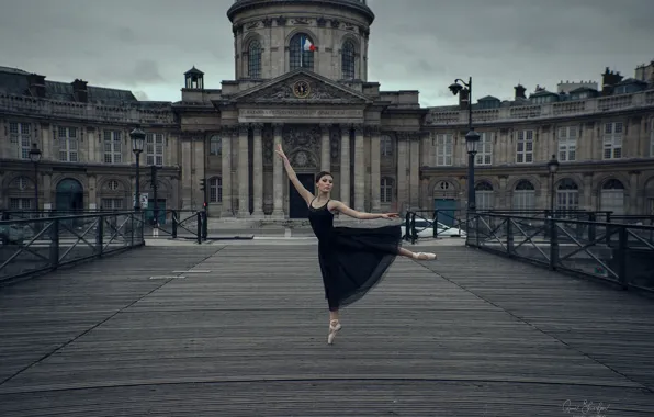 Picture look, girl, bridge, the city, pose, ballerina, Pointe shoes, Anna Shuvalova