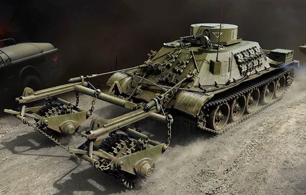 Picture PKT, KPVT, BIS-1, Soviet armored demining machine