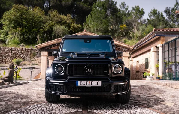 Picture House, Mercedes, Brabus, Front, Black, Mercedes - Benz, Face, Forest, Sight, G Class, Brabus 900, …