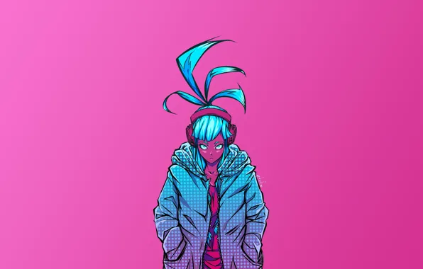 Picture look, girl, pink background, Cyberpunk 2077, Cyberpunk