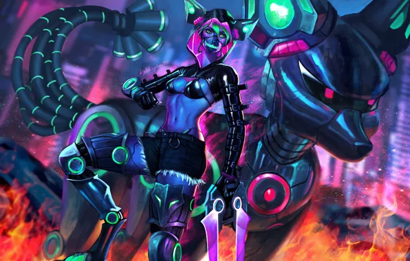 Picture Girl, Art, Robot, Neon, Illustration, Characters, Cyber, Sci-fi, Cyberpunk, Game Art, Kyle Herring, by Kyle …
