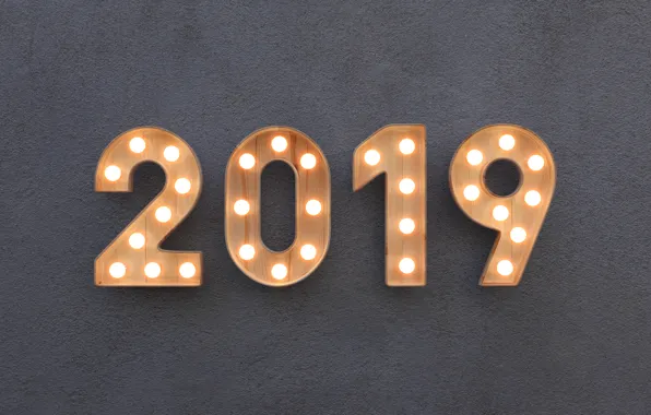 Picture New Year, figures, light, background, New Year, Happy, 2019