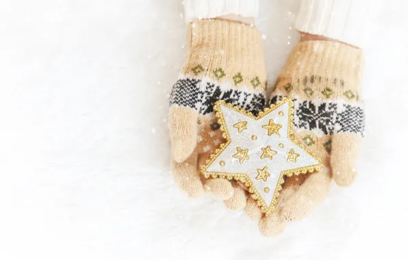 Picture winter, snow, snowflakes, star, love, christmas, star, pink, winter, mittens, snow, hands, snowflakes