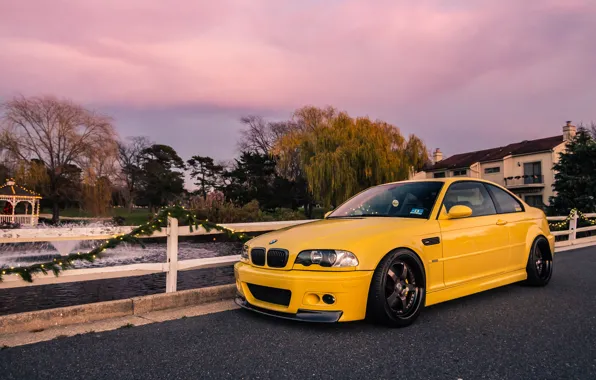 Picture BMW, Clouds, Sky, Yellow, E46, M3