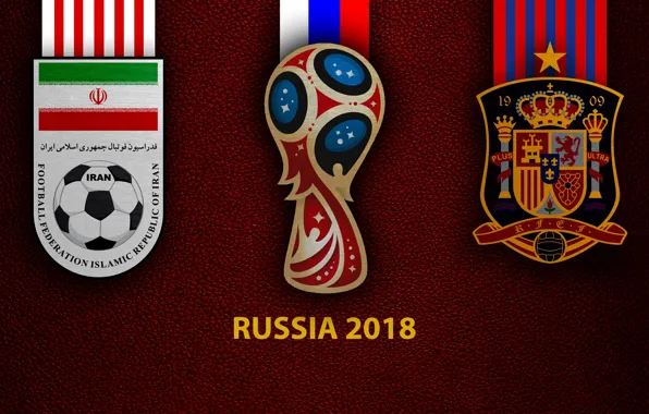 Picture wallpaper, sport, logo, football, FIFA World Cup, Russia 2018, Iran vs Spain