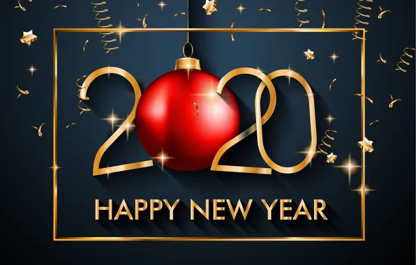 Picture New year, golden, black background, happy, black, background, New Year, decoration, 2020