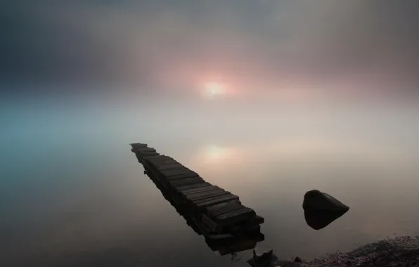Picture bridge, fog, shore