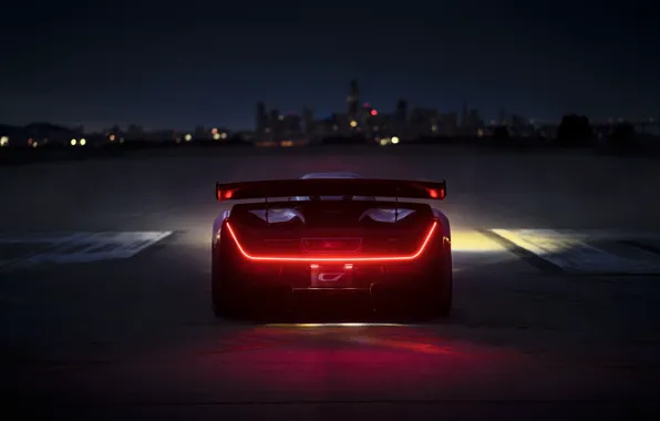 Picture lights, twilight, rear view, hypercar, 2020, Czinger, 21C