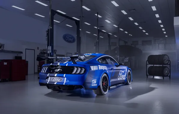 Picture Mustang, Ford, Blue, Rear, 2022, Ford Mustang GT Supercar, GT Supercar