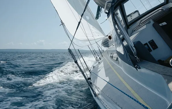 Picture sea, the way, the wind, coast, yacht, sail