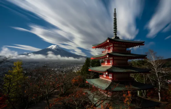 Picture mountain, Japan, pagoda, Honshu, Fuji, Mount Fuj