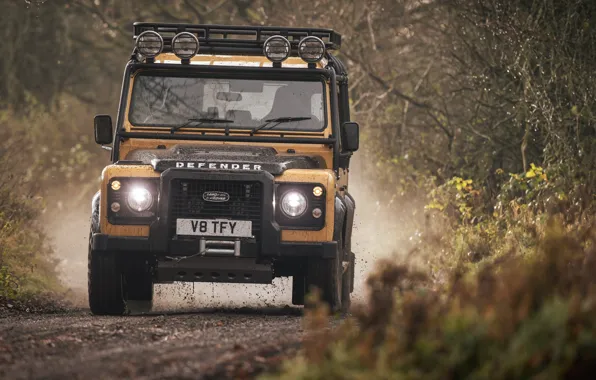 Picture Dirt, Land Rover, Yellow, SUV, Defender, Land Rover, 2021, 405 hp, Defender Works V8 Trophy