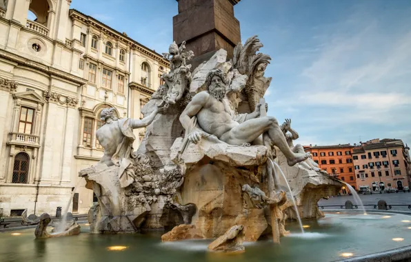 Picture Rome, Italy, Piazza Navona, fountain of the Four Rivers