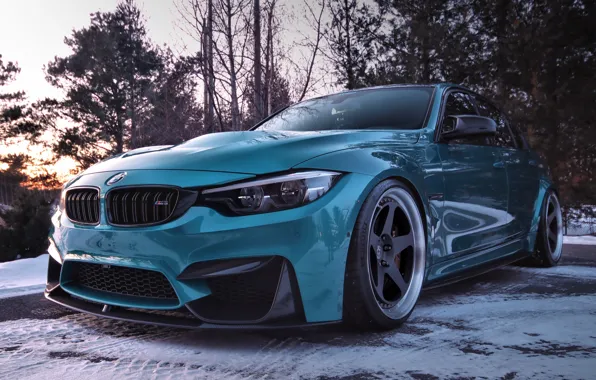 Picture winter, snow, BMW, turquoise