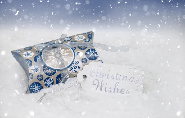 Picture snow, box, gift, Christmas, New year, Christmas decorations