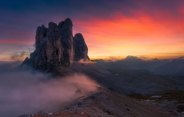 Picture sunset, mountains, The Dolomites