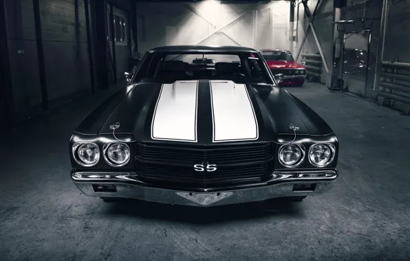 Picture Black, Chevelle SS, White lines
