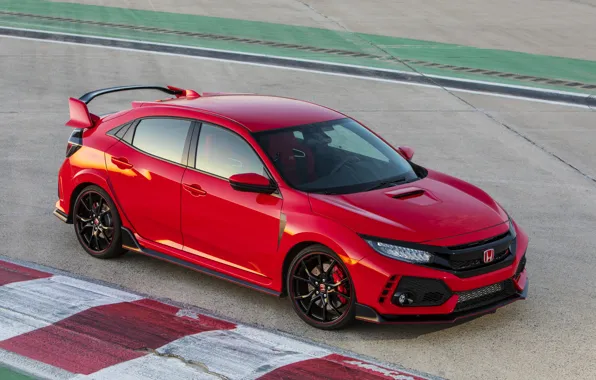 Picture red, markup, Honda, track, hatchback, the five-door, 2019, Civic Type R, 5th gen, FK8