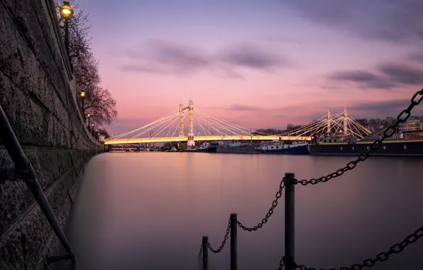 Picture bridge, the city, river, morning