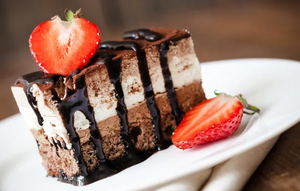 Picture chocolate, strawberry, cake, dessert, sweet