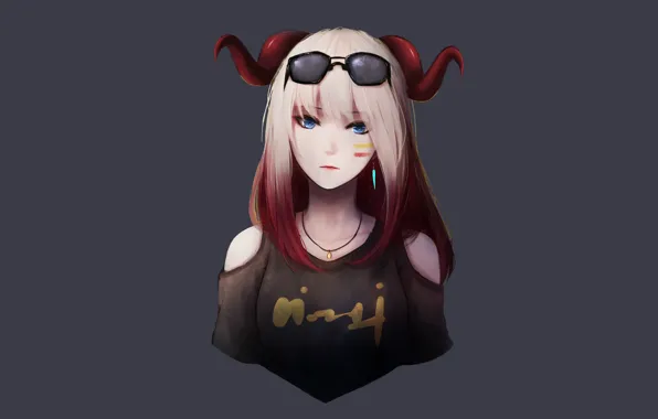 Picture girl, background, horns