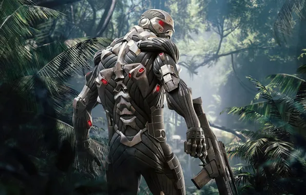 Picture robot, jungle, Crysis, cyborg