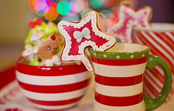 Picture holiday, cookies, Christmas, mug, New year, figure, Christmas decorations, bowl, новогодние декорации