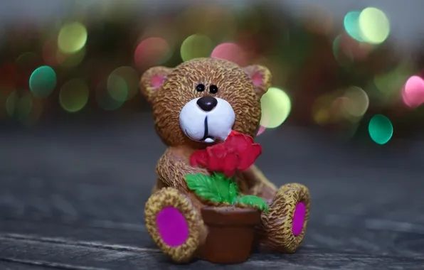 Picture background, toy, bear, figurine, bokeh