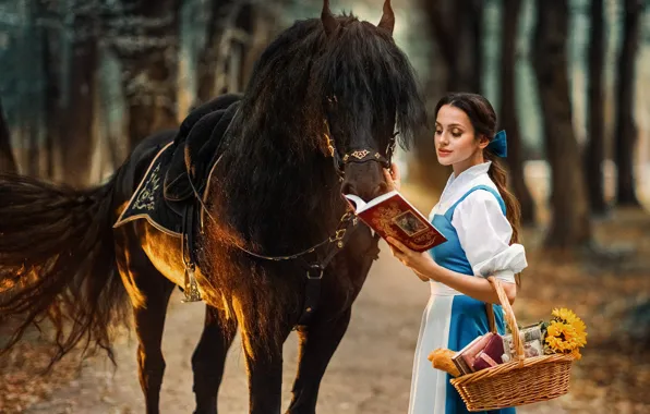 Picture girl, horse, horse, communication, Александра Савенкова