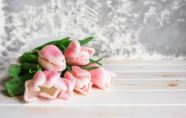 Picture bouquet, tulips, gentle, pink