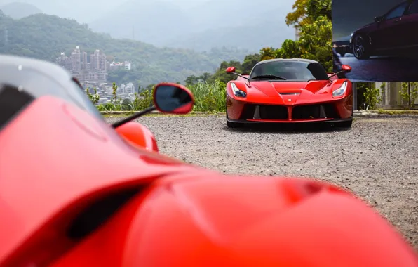 Picture Ferrari, Red, Laferrari, Side mirror