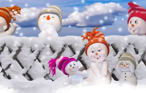 Picture Snow, Christmas, New year, Snowmen