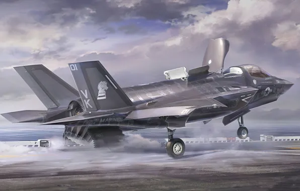 Picture f-35, art, airplane, painting, jet