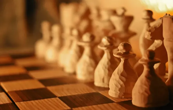 Picture chess, chess Board, bokeh, blurred background, chess pieces, wooden, pawns, carved, handmade, Board game, the …