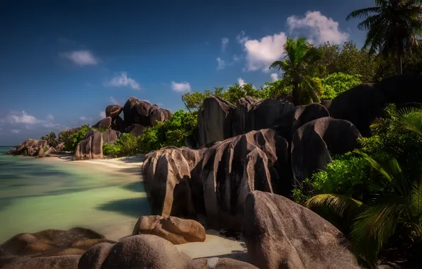 Picture landscape, nature, stones, the ocean, rocks, Seychelles