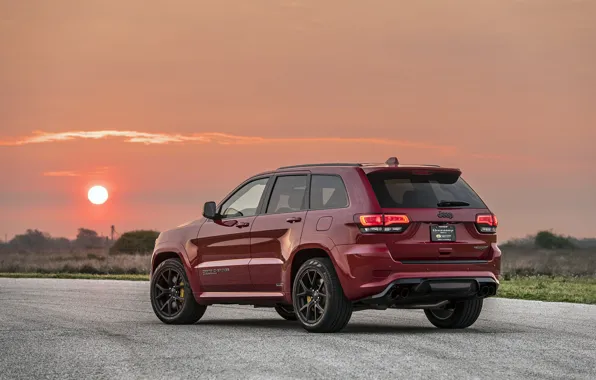 Picture sunset, the evening, rear view, 2018, Hennessey, Jeep, Grand Cherokee, Trackhawk, HPE1000