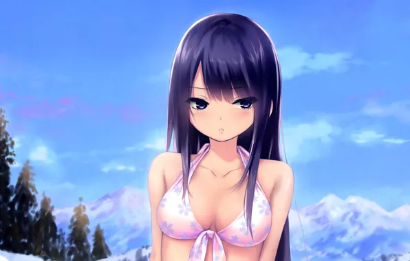 Picture girl, sexy, cleavage, long hair, boobs, anime, beautiful, purple eyes, pretty, breasts, bikini, attractive, handsome, …