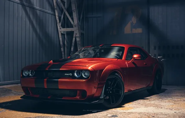 Picture Dodge Challenger, muscle car, Hellcat, Dodge Challenger SRT Hellcat