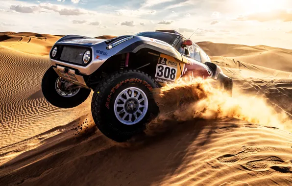 Picture The sun, Sand, Mini, Sport, Machine, Car, 308, Rally, Dakar, Dakar, Dunes, Rally, Dune, Buggy, …