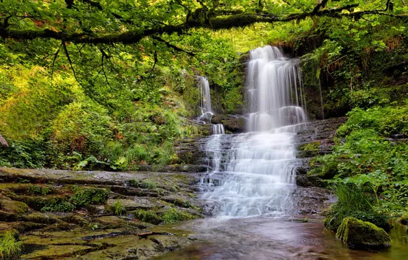 Picture forest, rock, waterfall, Spain, cascade, Spain, Navarre, Navarre, Водопад Ируррекаета, Irurrekaeta Waterfall
