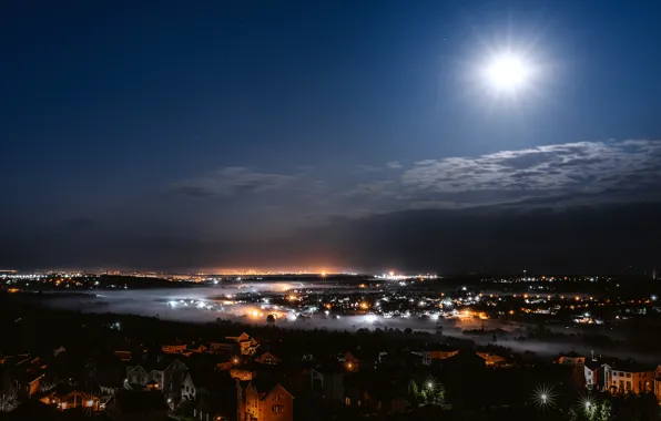Picture night, lights, the moon, Russia, Nizhny Novgorod, Igor Kondakov, Igor Kondukov