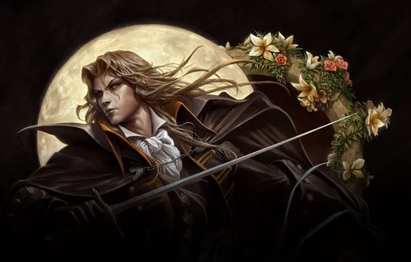 Picture flowers, figure, character, Castlevania, military, Рихтер-Бел, алукард- (castlevania)